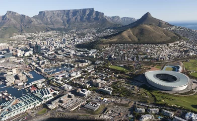 Deurstickers Zuid-Afrika Tafelberg - uitzicht over Kaapstad