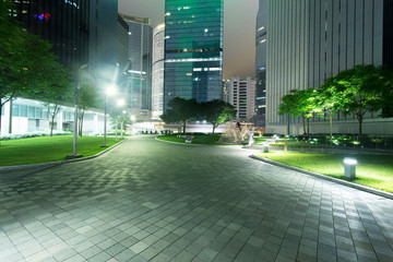 The modern buildings and city park