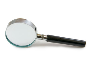 image of magnifying glass on white background closeup