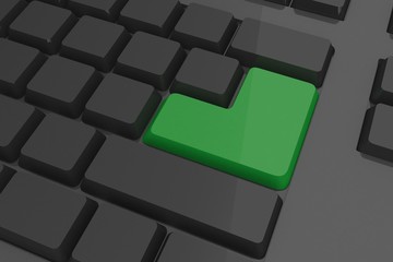 Black keyboard with green key