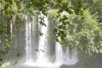 View of the upper Duden waterfalls in Antalya