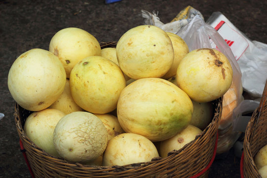 yellow cantaloupe - asia fruit in the market