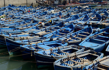 Fototapeta na wymiar Blue boats Essaouira