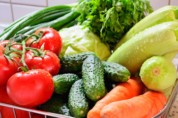 vegetables in the basket closeup