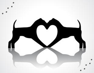 Illustration of dogs making heart