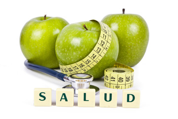 fresh fruit with measuring cintra concept of healthy diet