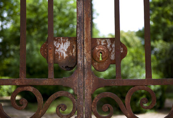 Rusty gate in a park