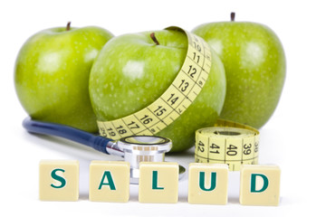fresh fruit with measuring cintra concept of healthy diet