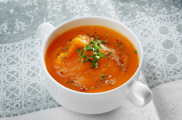 Homemade pumpkin soup puree