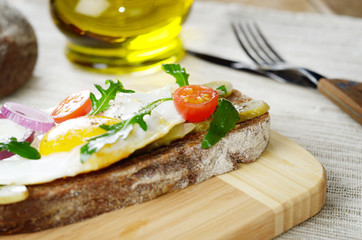 Fried egg open sandwich