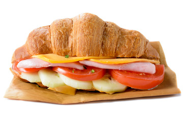Croissants sandwich isolated
