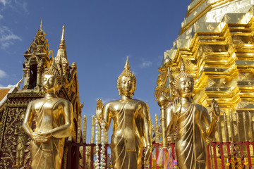 Buddha statues in Wat Phra That Doi Suthep in Chiang Mai, Thaila