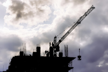 construction worker silhouette on the work place