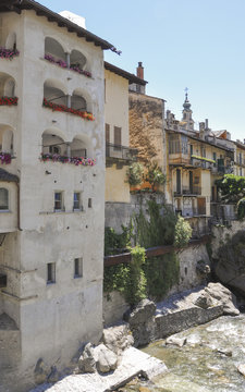 Chiavenna, Altstadt, Fluss Meta, Lombardei, Italien