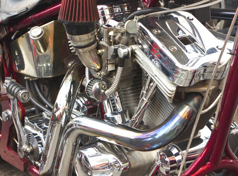 Shiny motorcycle engine