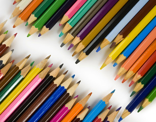 Isolated image of colored pencils on white background