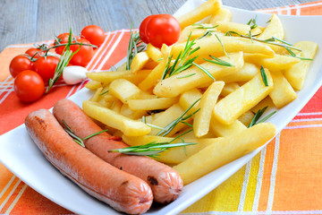 chips and sausages