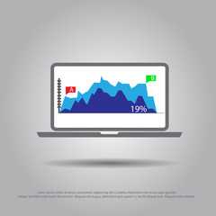 stock in laptop vector icon