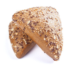 Sandwich bun with sunflower seeds isolated on white background