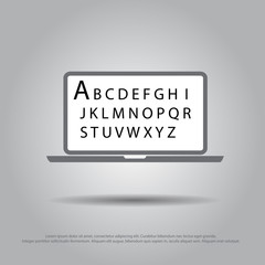 text in laptop vector icon