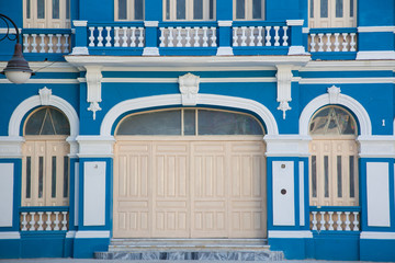 Blue colonial building, Cuba