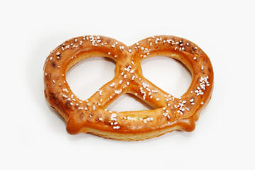 A Delicious Baked Soft Pretzel Over White
