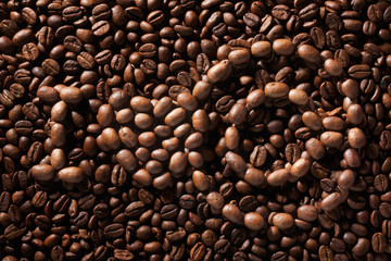 I love coffee. Shapes made from coffee beans.