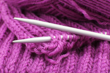 Knitting with spokes close up