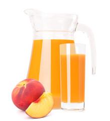 Peach fruit juice in glass jug