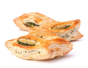 Puff pastry bun isolated on white background.