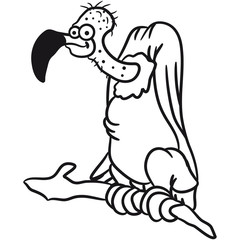 Lustiger Comic Cartoon Geier auf Ast