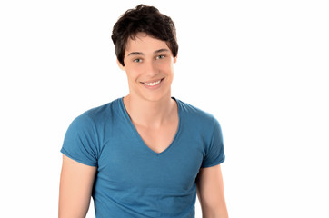 Obraz premium Portrait of a man smiling.Caucasian handsome young man laughing.
