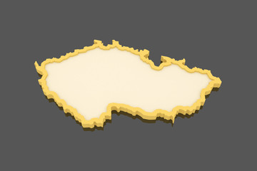 Three-dimensional map of Czech Republic.