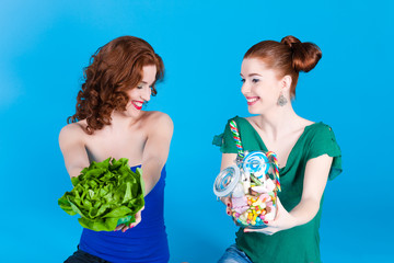 Healthy food - sweets and Greens