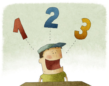 Illustration Of Kid Counting Three Numbers