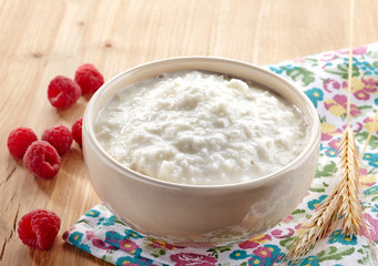 Bowl of rice flakes porridge