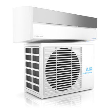 Modern air conditioner isolated on white background. 3D