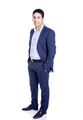 Full body portrait of a successful business man, isolated on whi