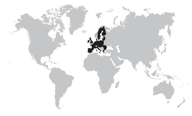 Fototapeta na wymiar eu and world map