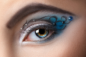 Modern fashion makeup of a female eye