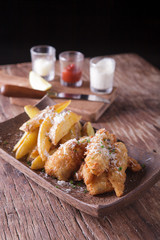 fish and chips with tartar sauce