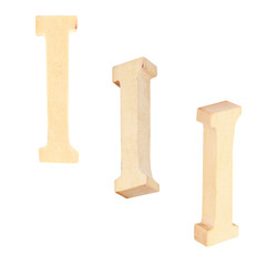 English alphabet  I - collage of 4 isolated vintage wood