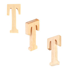 English alphabet  T - collage of 4 isolated vintage wood