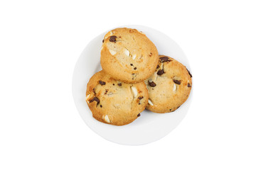 Fresh Chocolate and nut cookies on plate