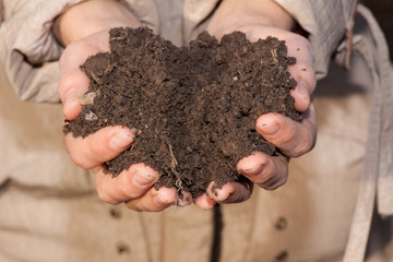 hands with soil