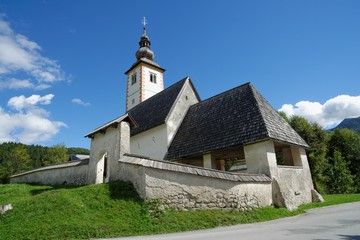 Fototapeta na wymiar Church of St John the Baptist, Bohinj Lake, Slovenia