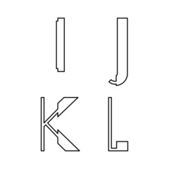 alphabetic font I J K and L