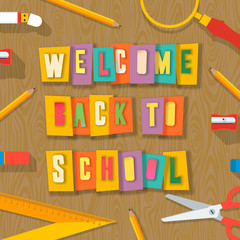 Back to school background - collage paper craft design
