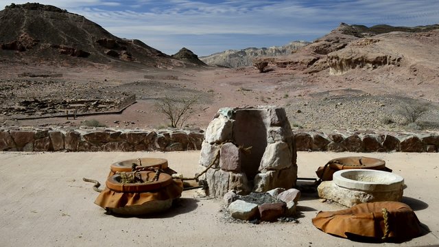 Ancient facilities for melting and stone desert in Timna park