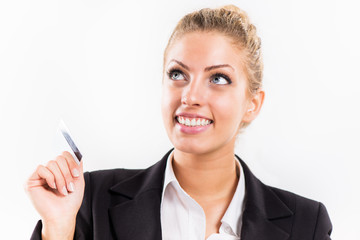 Businesswoman with master card
